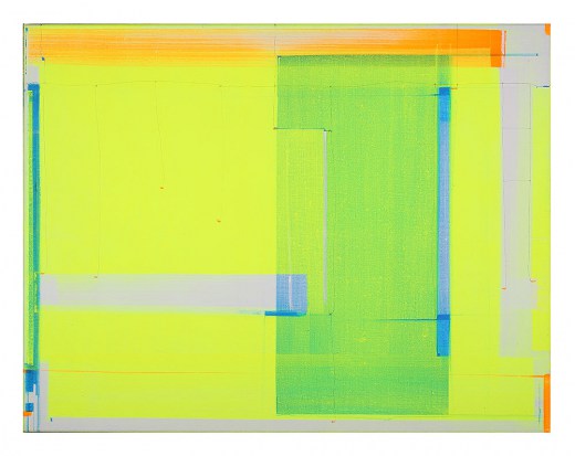 3-Farbklang VII, Bild mit grün gelb und blau, Acryl Bleistift LWD,  Marius D. Kettler  2019